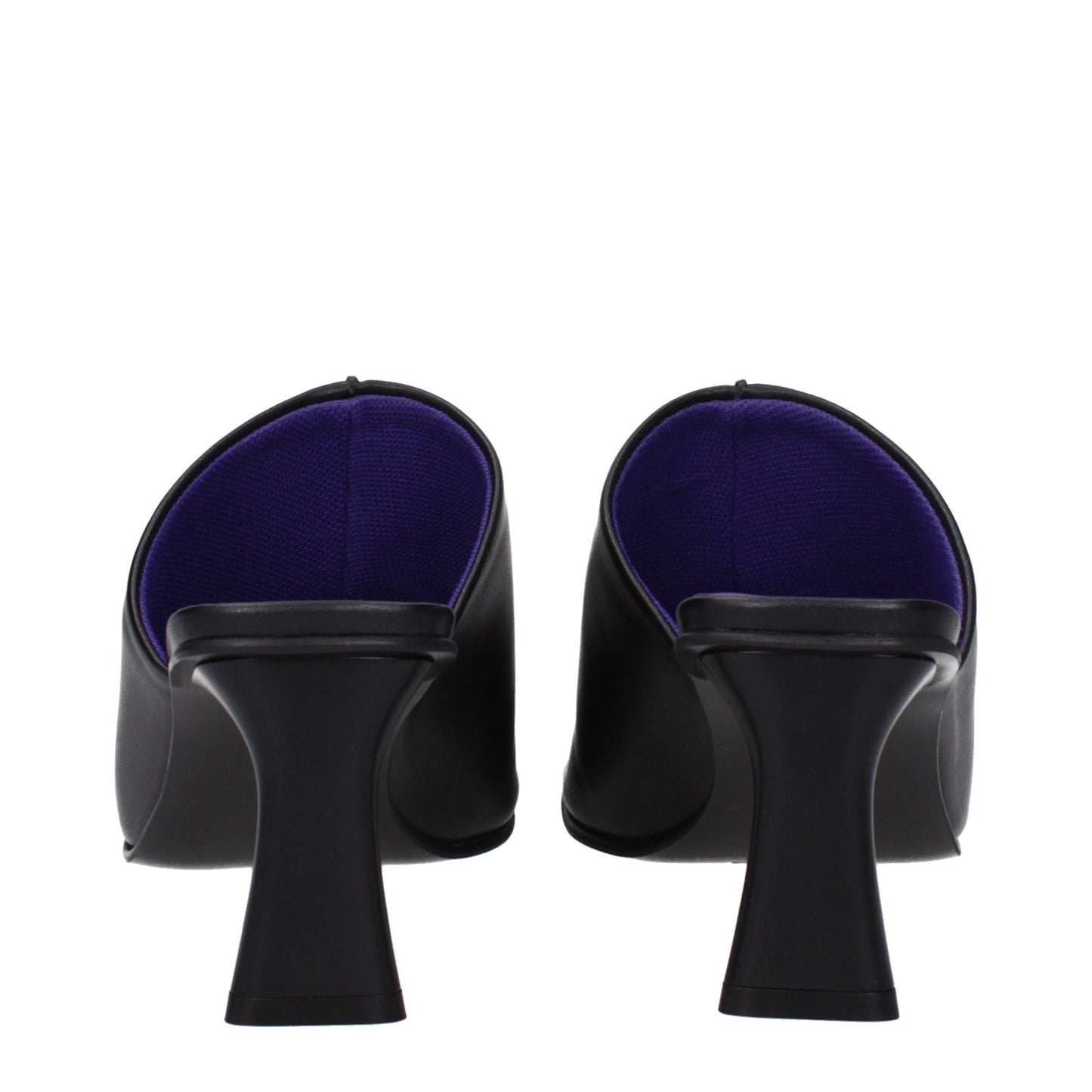 Black Leather Stiletto Heel Sandals