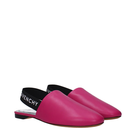 Pink Leather Flat Sandals