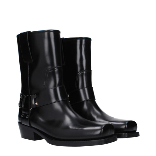 Black Leather Ankle Boots