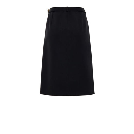 Black Wool Midi Skirt