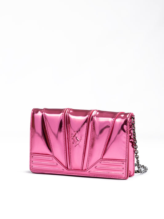 Metal Pink GT patent leather bag with chain