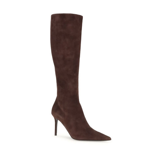 Brown Leather High Heel Boots