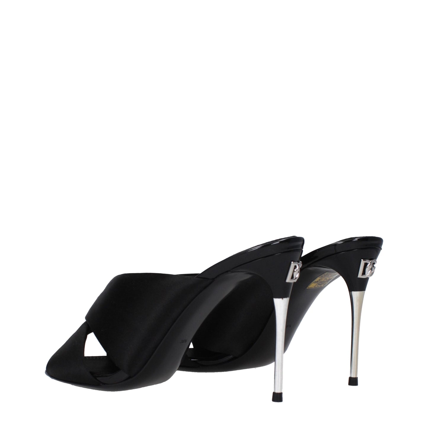 Black Satin Stiletto Heel Sandals