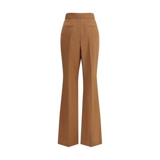 Brown Wool Flared Pants