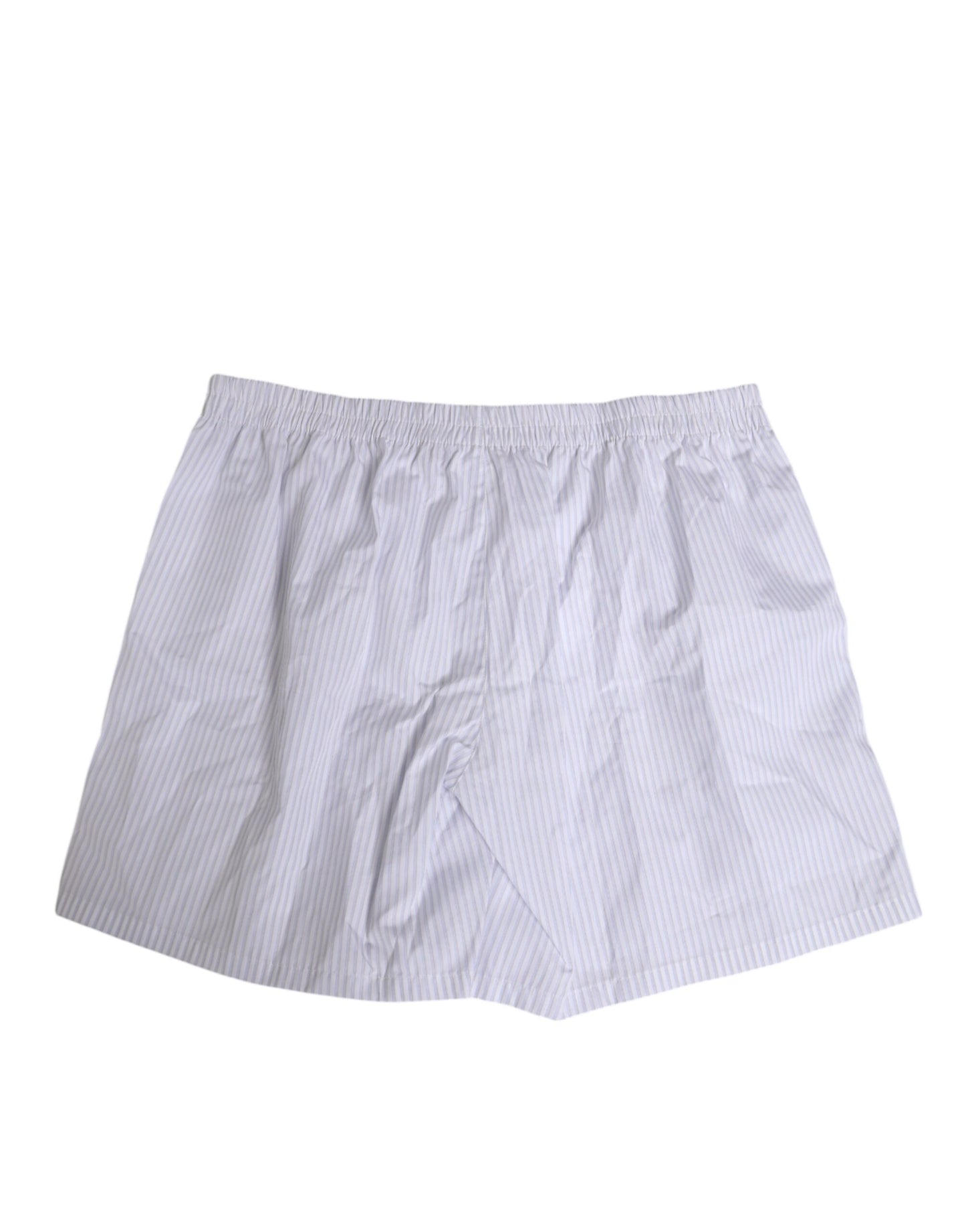 White Blue Cotton Striped Button Fly Shorts Swimwear