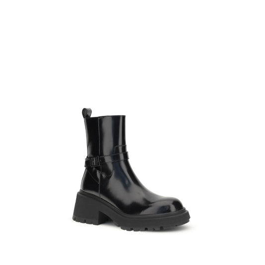Black Calf Leather Bos Taurus Ankle Boots