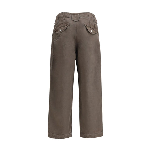 Brown Cotton Casual Pants