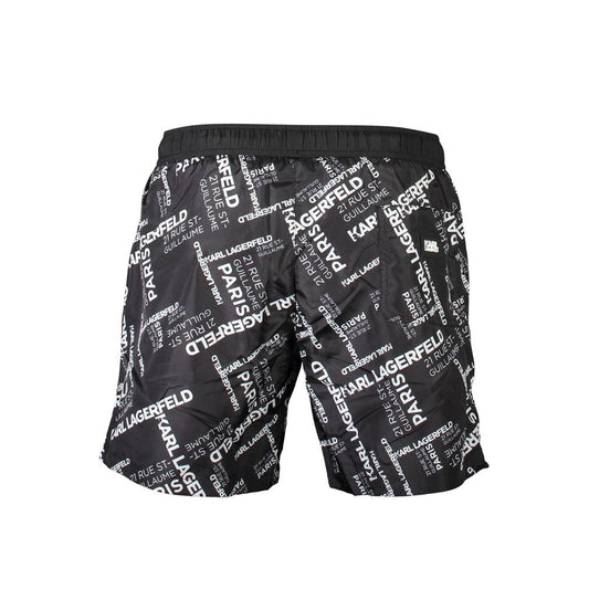 Black Polyester Men's Swim Boxer