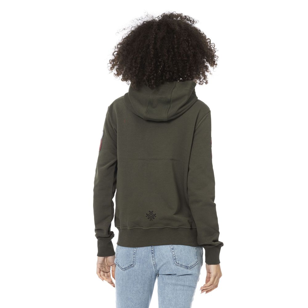 Green Cotton Women Hoodie