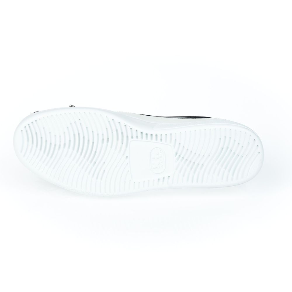 Black Leather Women Slip-On Shoe