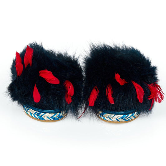 Blue Lamb Leather Women Sandal