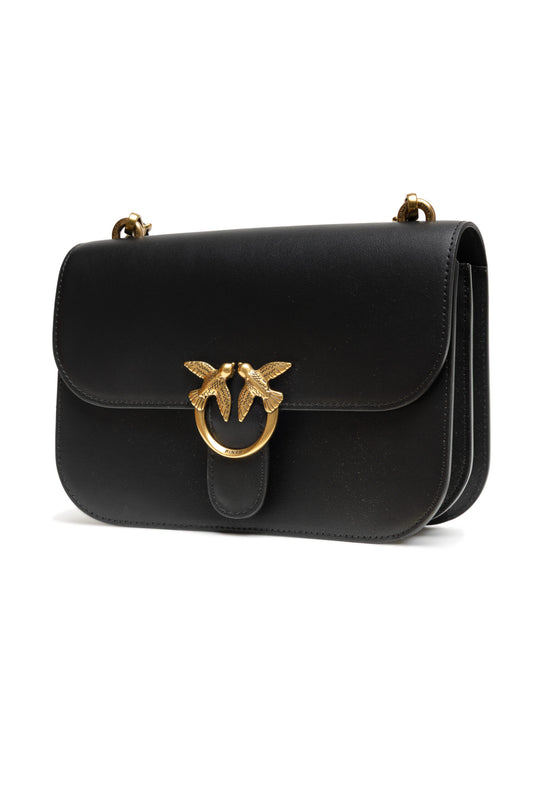 Black Leather Love Bell Classic Shoulder Bag