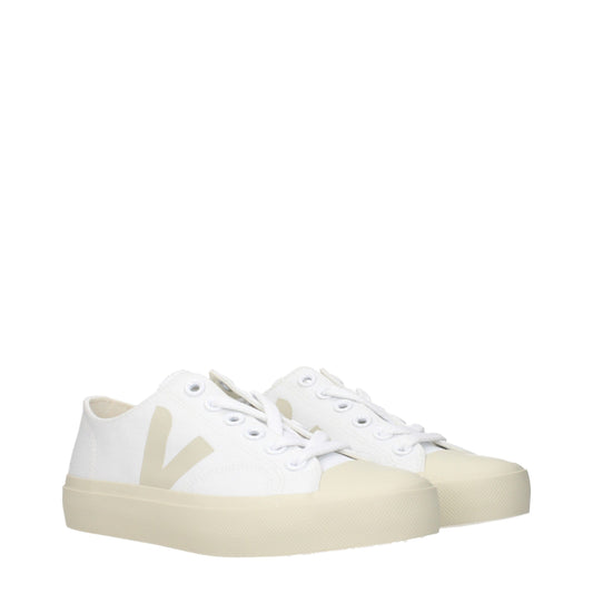 White Fabric Low Top Sneakers
