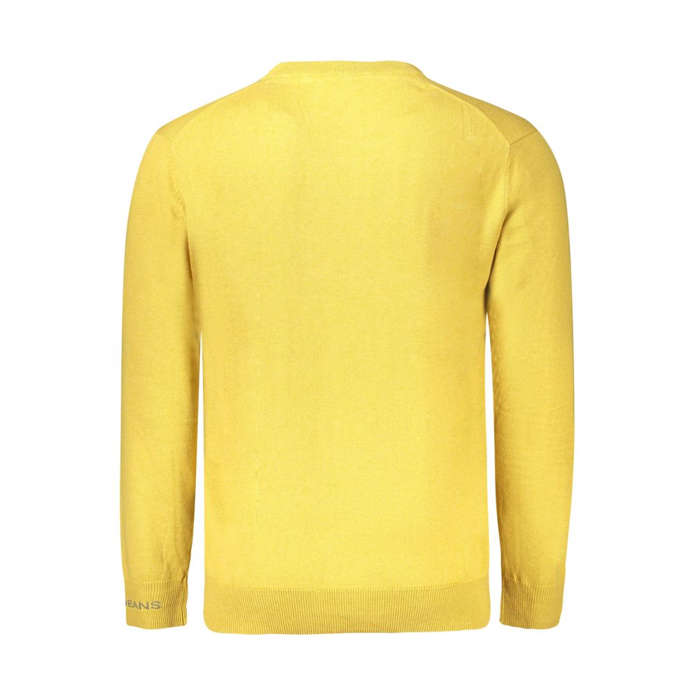 Yellow Cotton Men Sweater