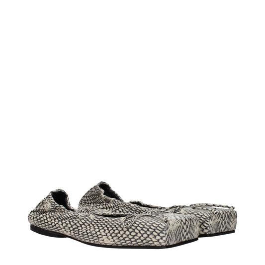 Beige Leather Ballet Flats