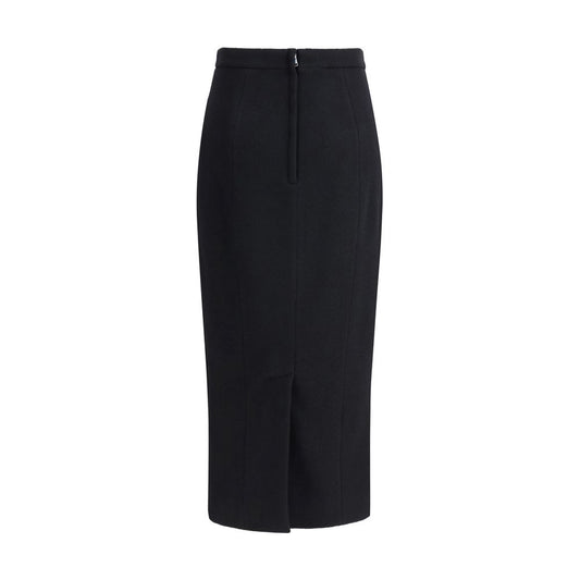 Black Fleece Wool Long Skirt