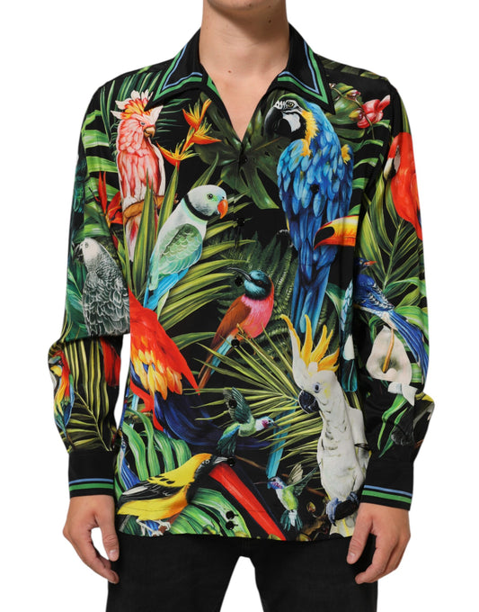 Multicolor Parrot Print Lounge Casual Shirt