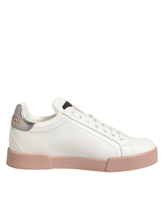White Leather Sacred Heart Sneakers Shoes
