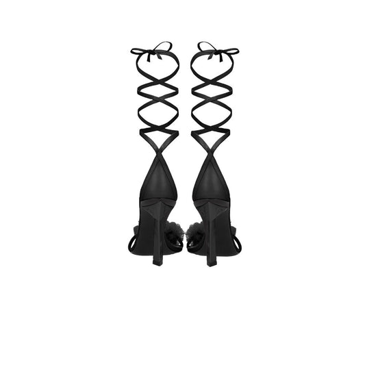 Black Leather High Heel Pumps