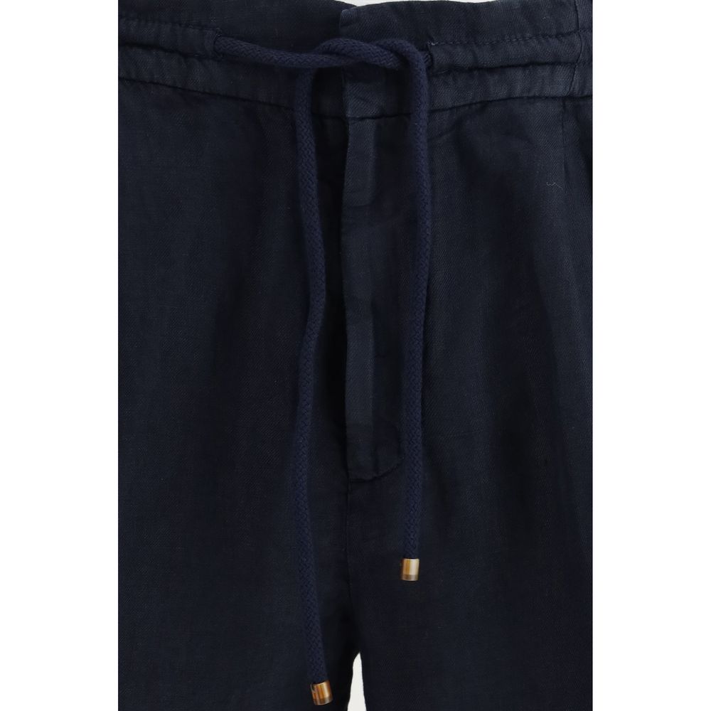 Blue Linen Bermuda Shorts