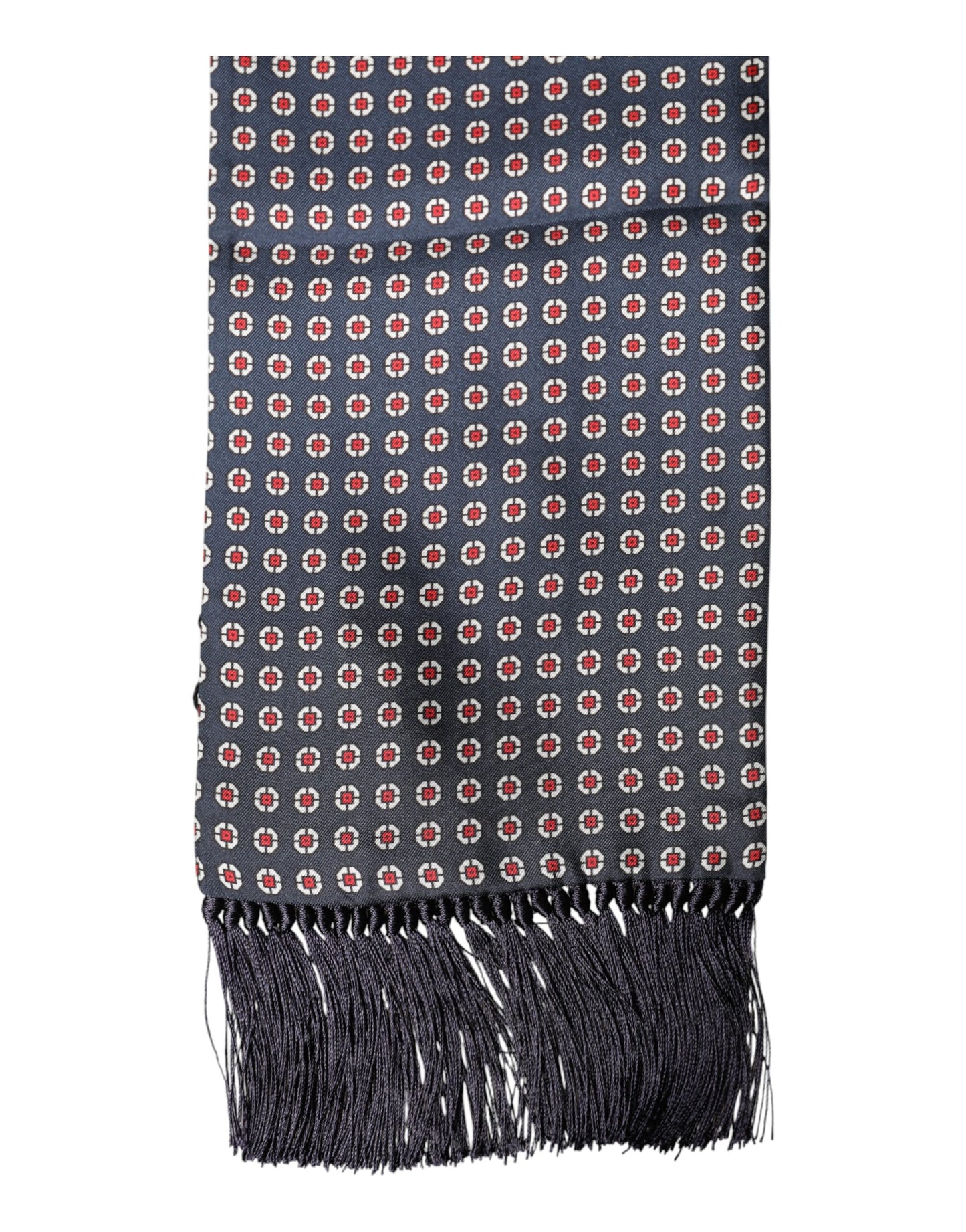 Black Patterned Fringes Neck Foulard Scarf