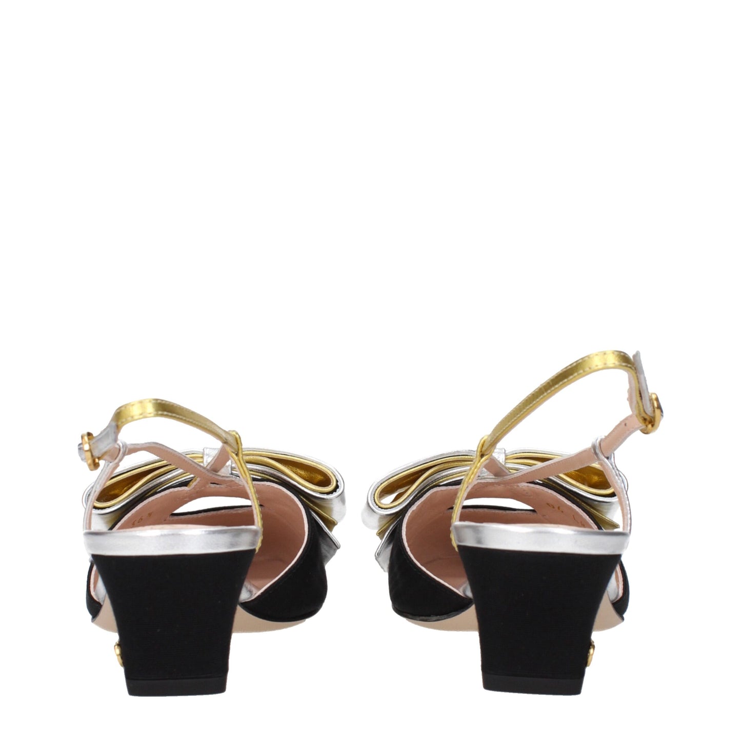 Black Fabric Mid Heel Pumps