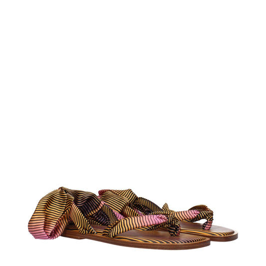 Multicolor Fabric Flip-Flop Sandals