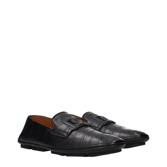 Black Leather Slip-On Loafers