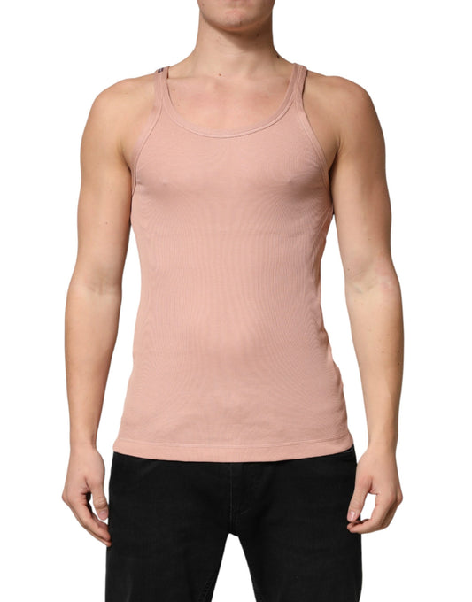 Pink Sleeveless Round Neck Tank Top T-shirt