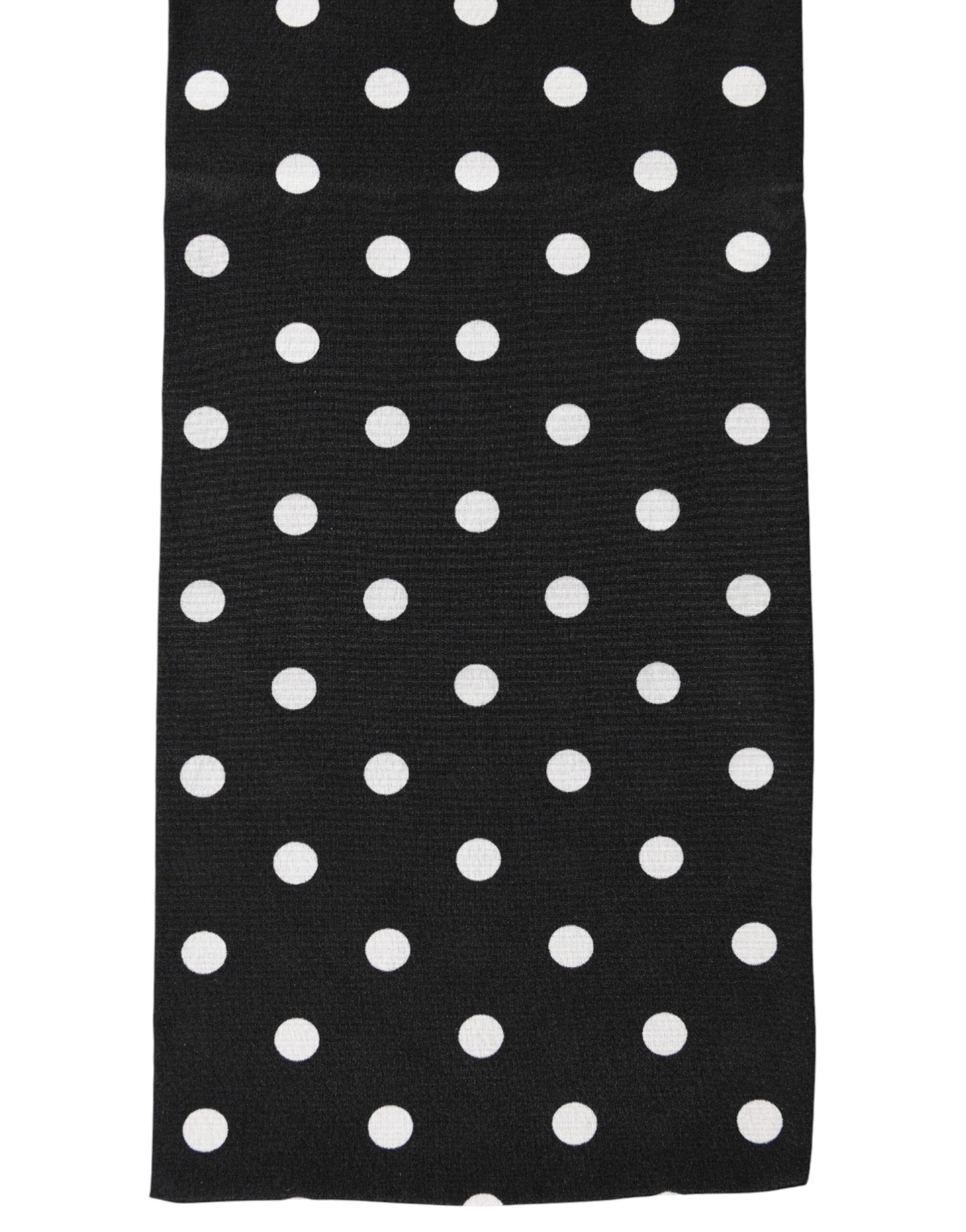 Black Polka Dot Neck Wrap Foulard 150cm x 12.5cm Scarf