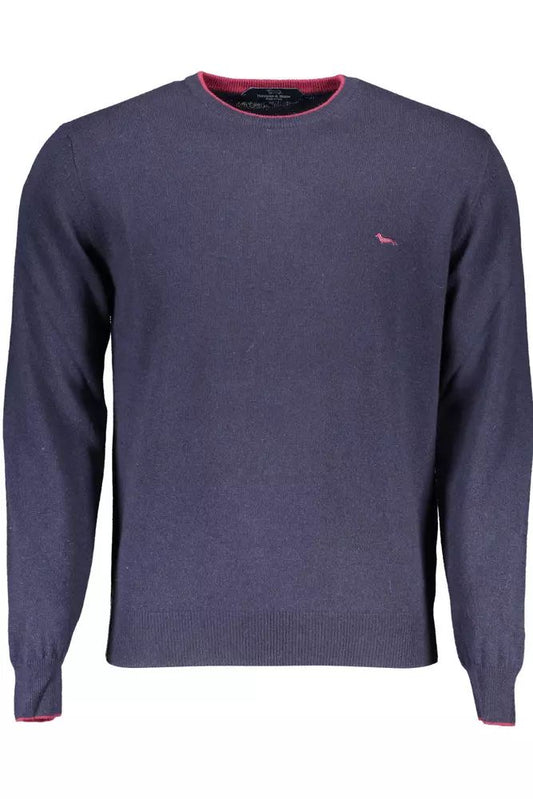 Elegant Blue Contrast Detail Sweater
