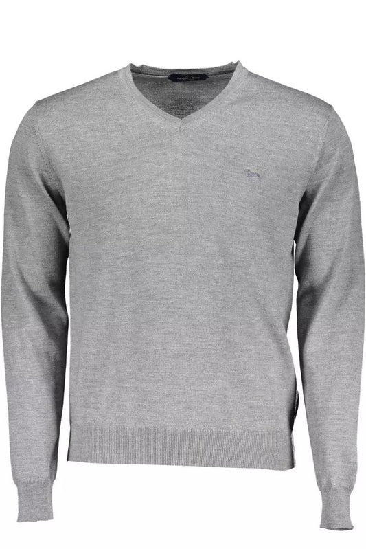 Elegant V-Neck Wool Sweater in Gray