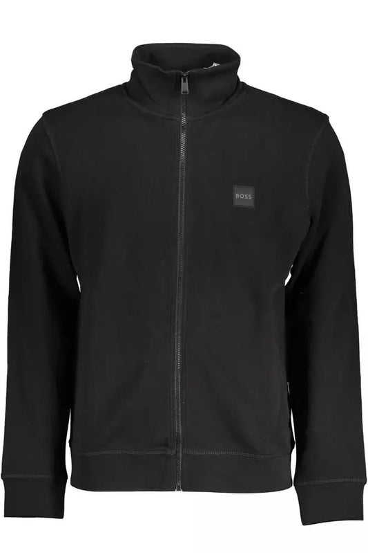 Sleek Long-Sleeved Zip Sweater in Black