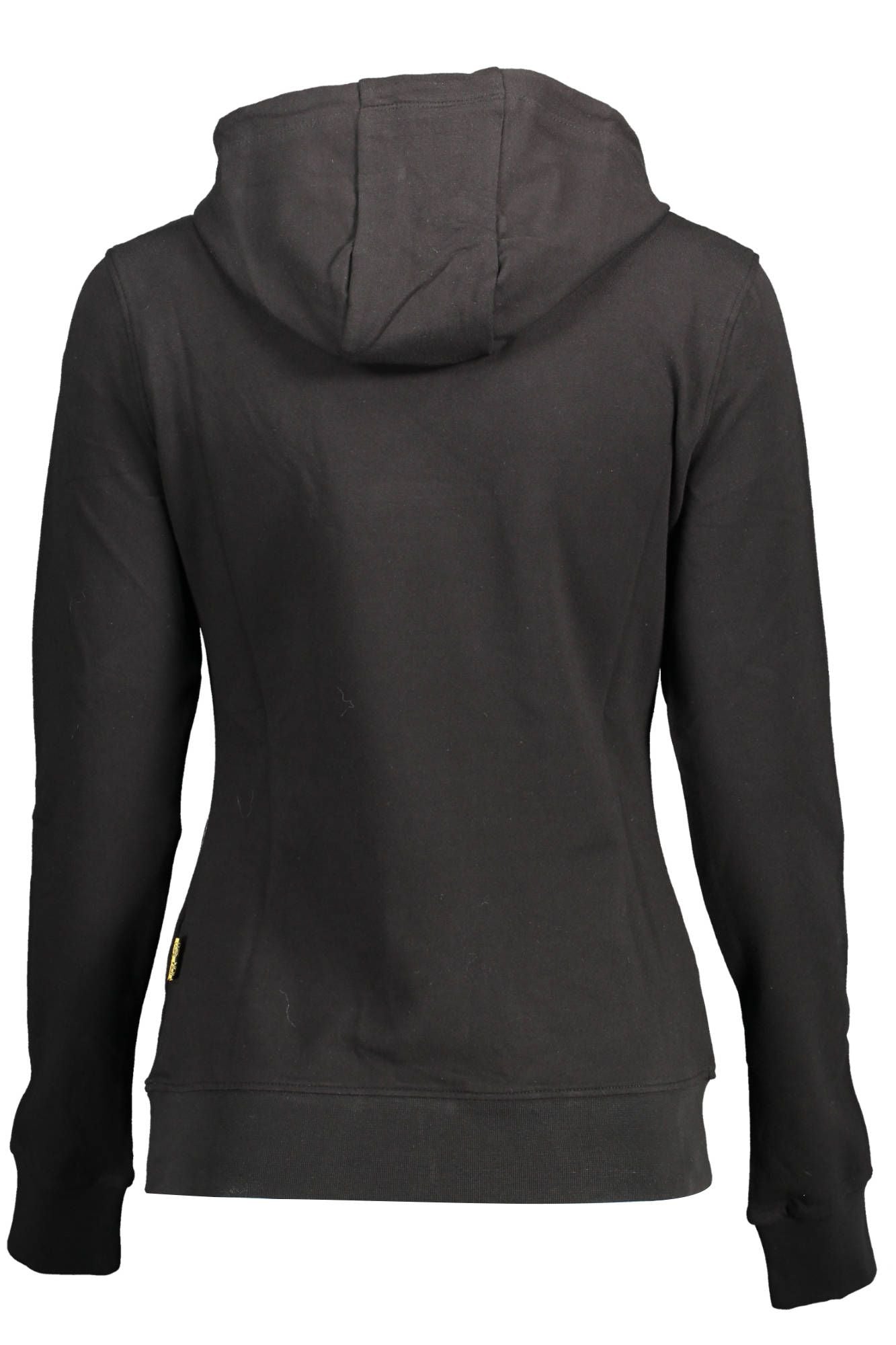 Sleek Black Hooded Sweatshirt with Bold Accents