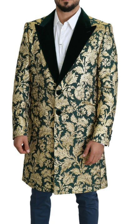 Elegant Gold Green Jacquard Sicilia Jacket