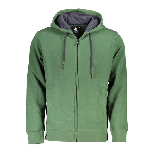 Chic Green Hooded Sweatshirt with Elegant Embroidery