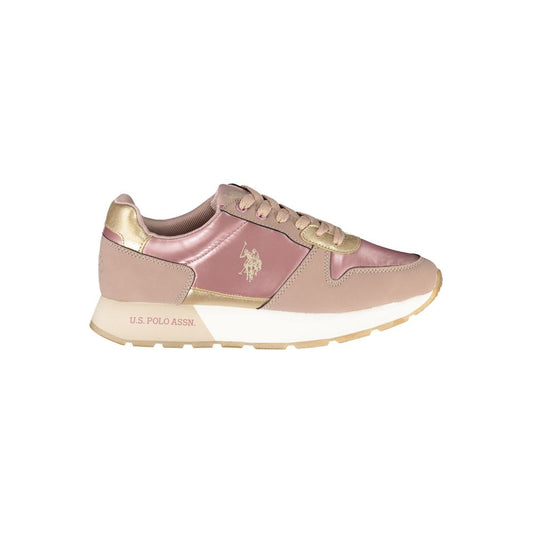 Chic Pink Laced Sports Sneakers with Contrast Details