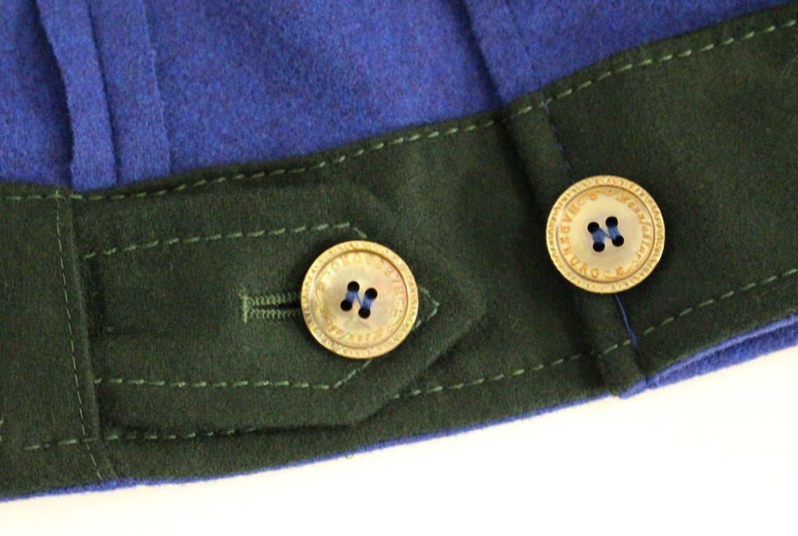 Elegant Blue Wool Jacket with Removable Collar