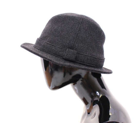 Gray Virgin Wool Logo Fedora Trilby Hat Cappelo