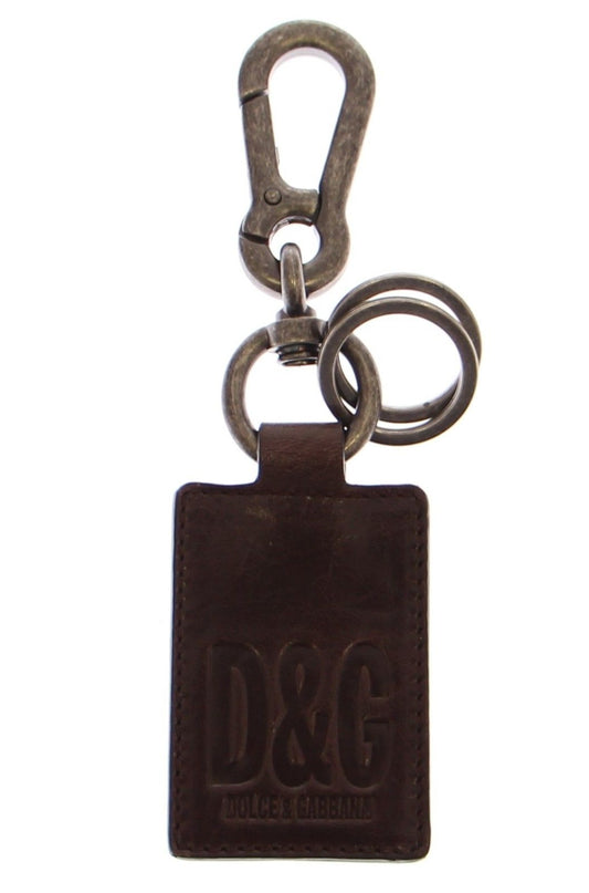 Leather Metal Unisex Ring Keychain