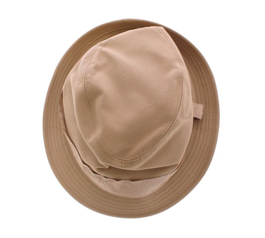 Beige Cotton Logo Fedora Trilby Hat