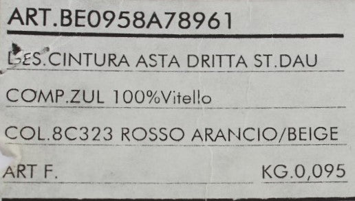 Orange Beige Dauphine Leather Belt