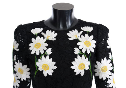 Black Floral Lace Chamomile Embroidered Dress