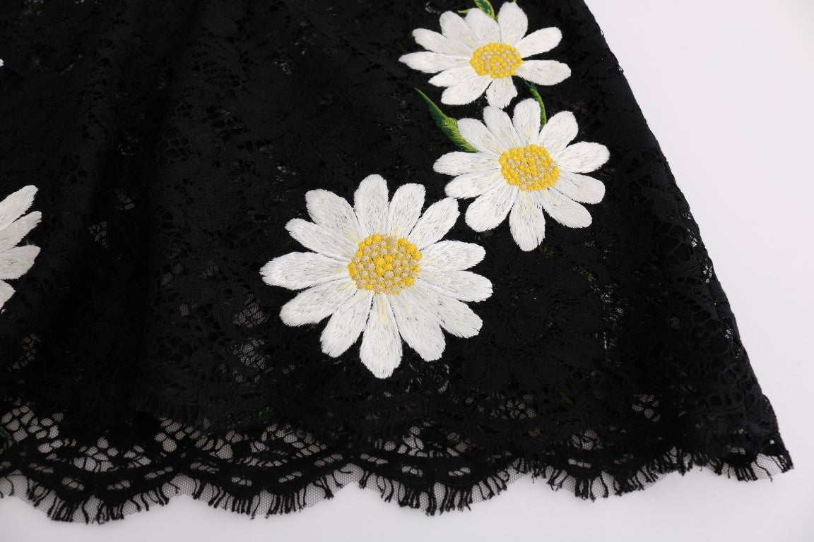 Black Floral Lace Chamomile Embroidered Dress