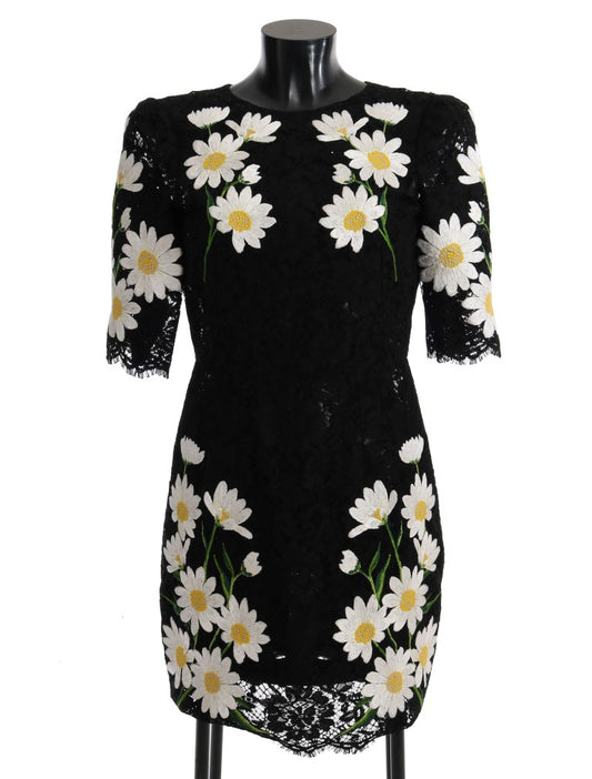 Dolce & Gabbana Black Floral Lace Chamomile Embroidered Dress