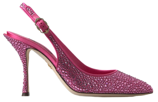 Elegant Slingback Heels in Pink Silk Blend