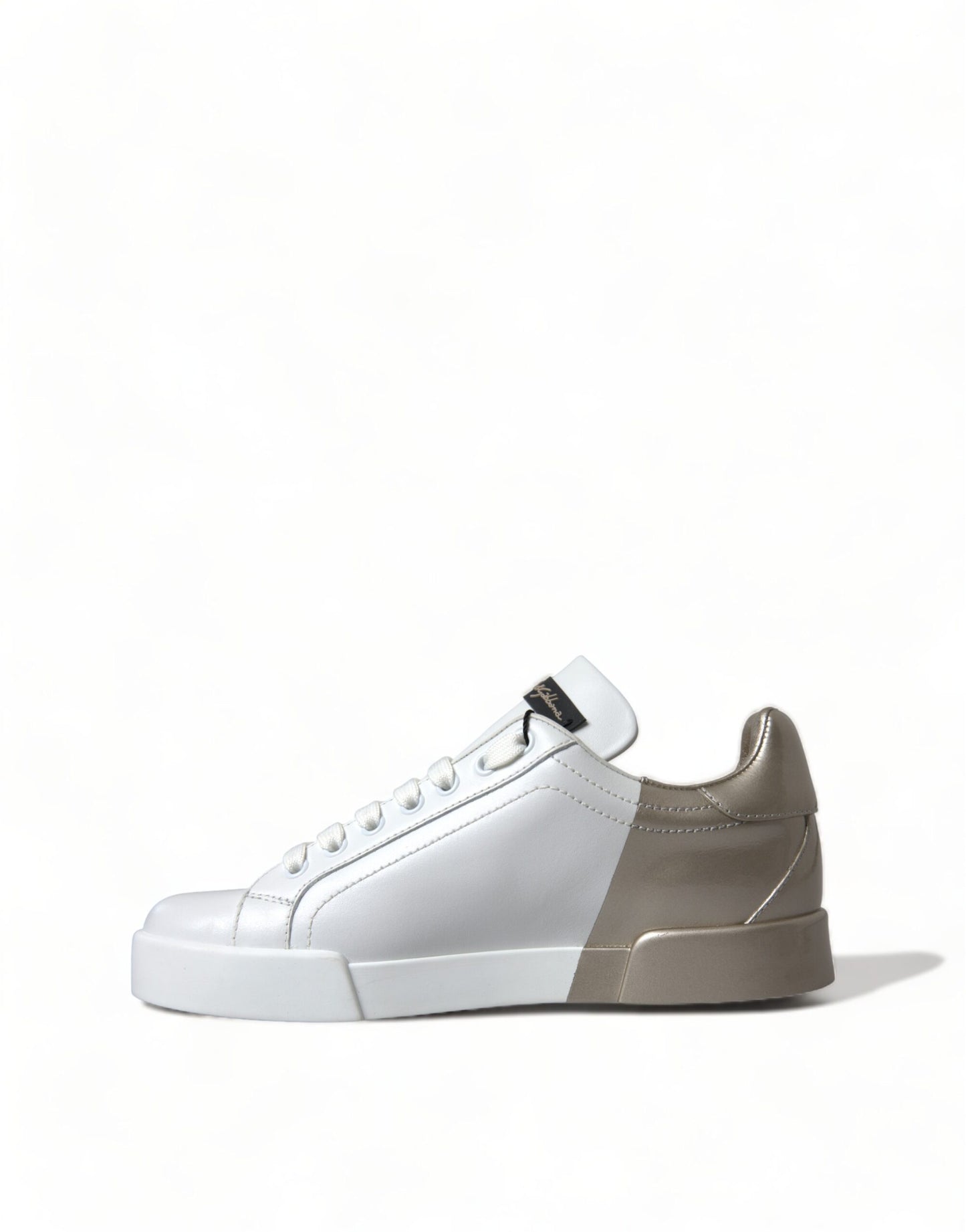 Elegant White & Gold Leather Sneakers