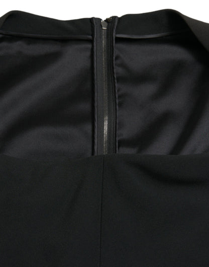 Elegant Black Stretch Cady Midi Dress