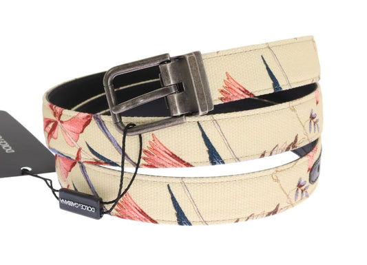 Beige Denim Leather Belt