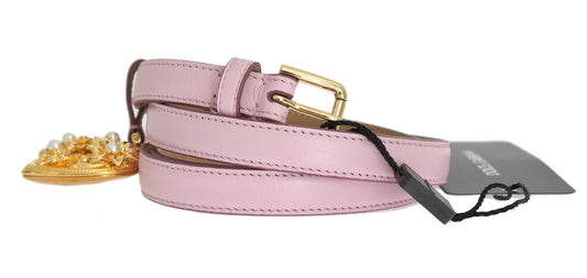 Pink Leather Gold Heart MAMMA Belt